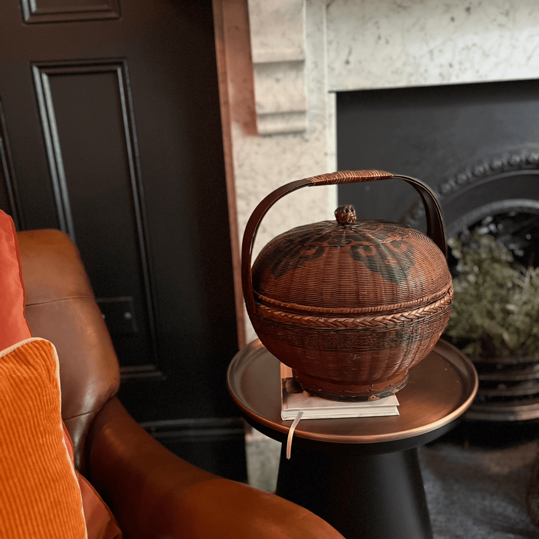 Finely woven round wedding basket - Sutherland Interiors