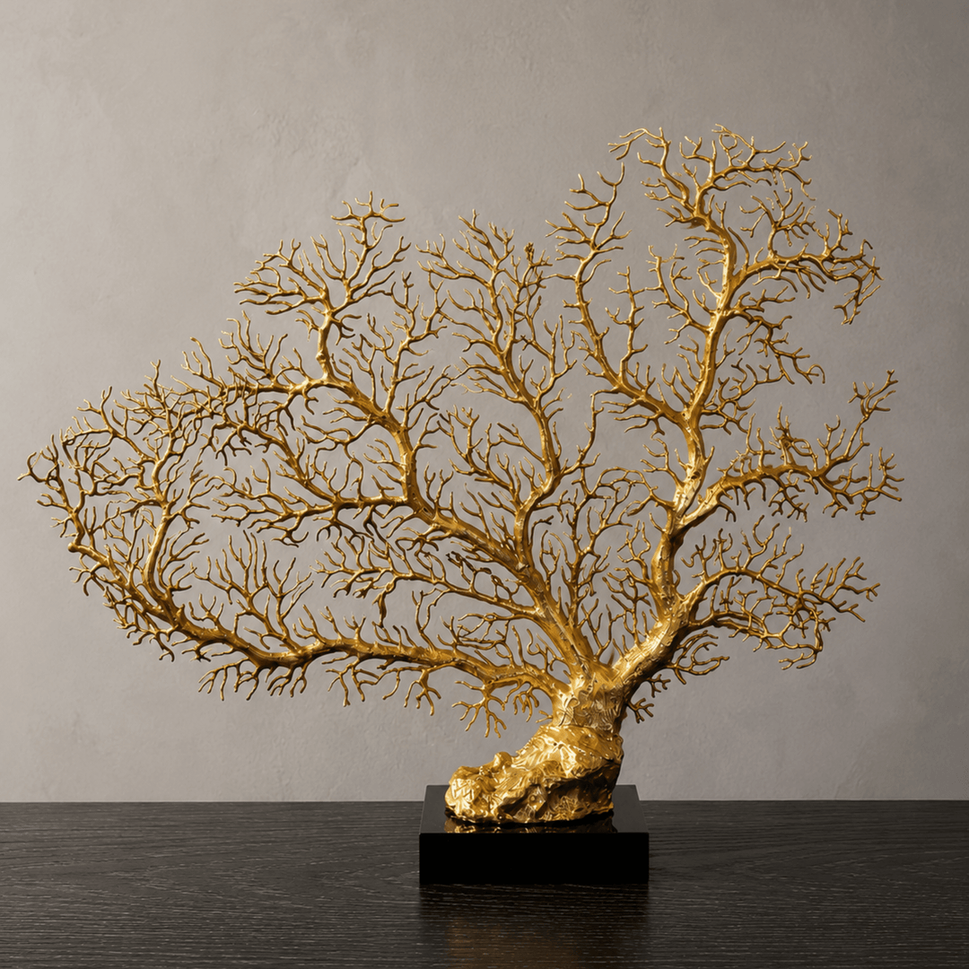 Gold Sea Fan Sculpture - Sutherland Interiors