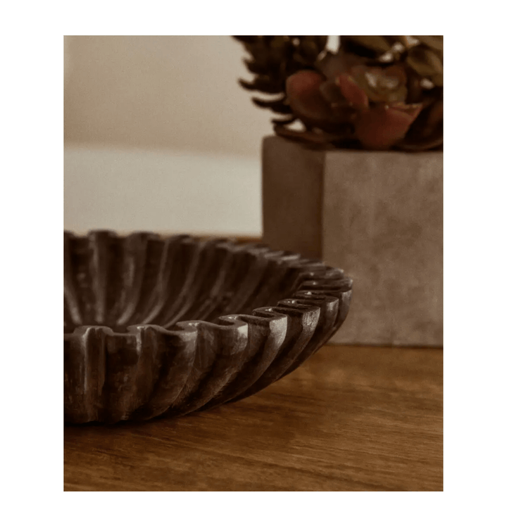 Grey Fluted Marble Bowl - Sutherland Interiors