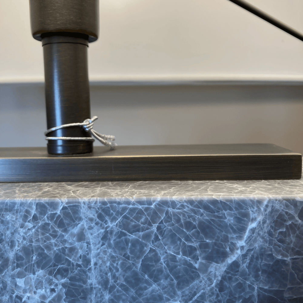 Grey Marble & Grey Antique Brass Table Lamp - Sutherland Interiors