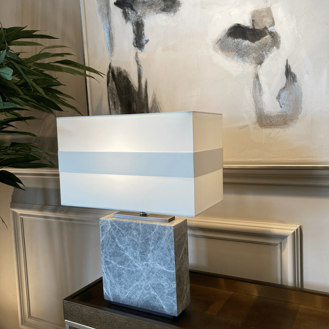 Grey Marble & Grey Antique Brass Table Lamp - Sutherland Interiors