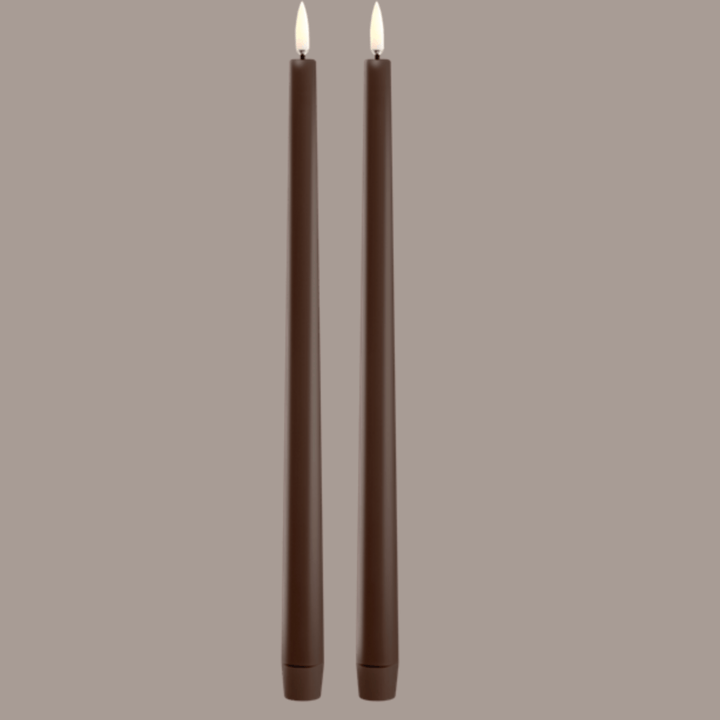 LED Slim Taper Candles - Brown - Sutherland Interiors