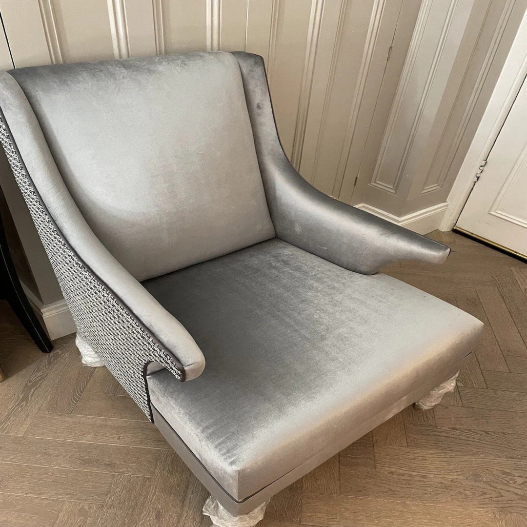 Luxurious Grey Velvet Occasional Chair - Sutherland Interiors