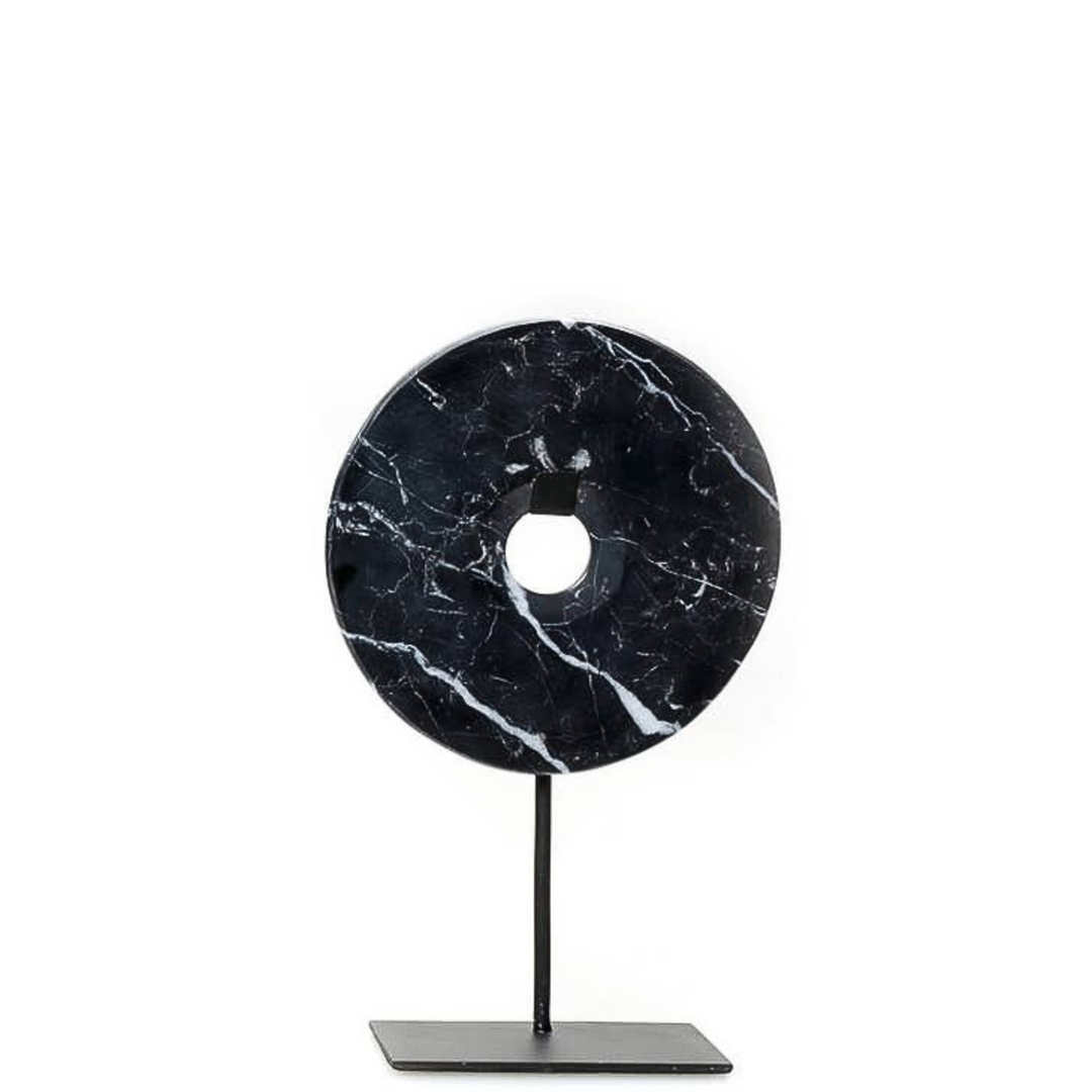 Black Marble Disc on Stand
