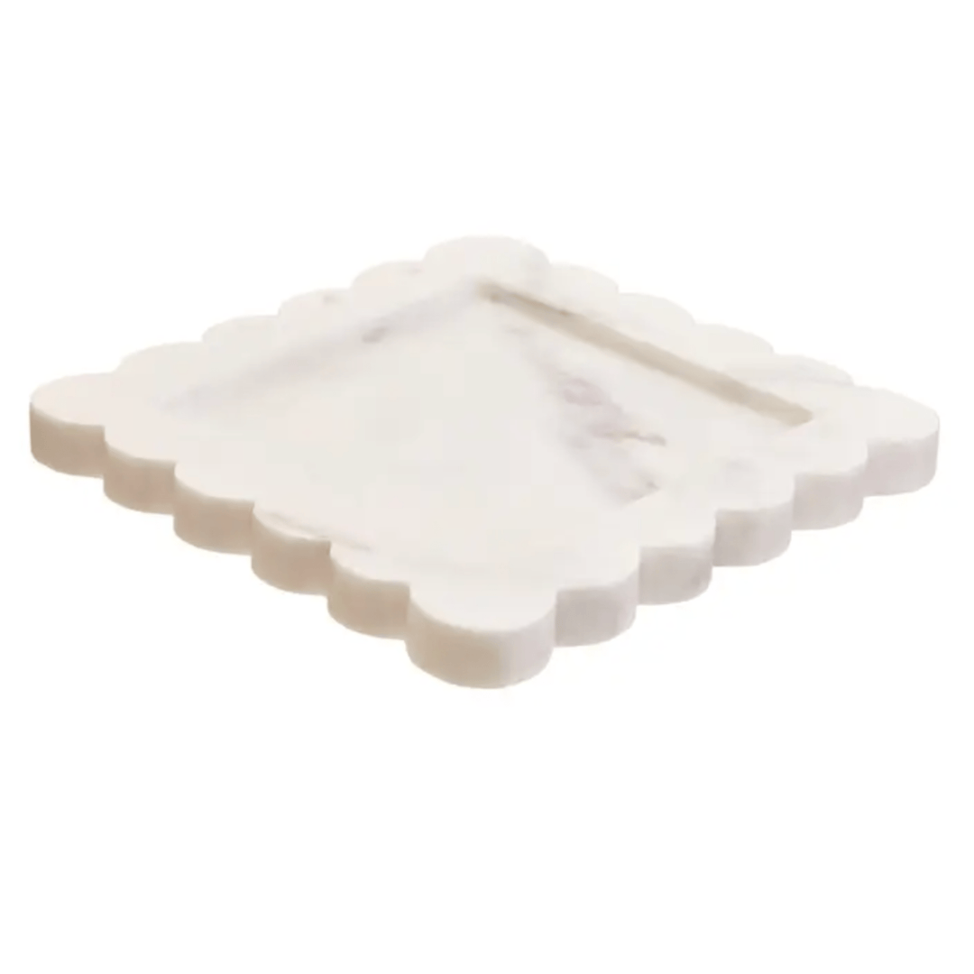 Marble Square Tray with Scallop Edges - Sutherland Interiors