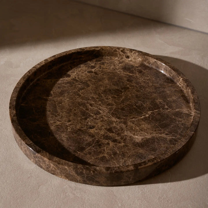 Marble Tray Ø30cm Brown - Sutherland Interiors