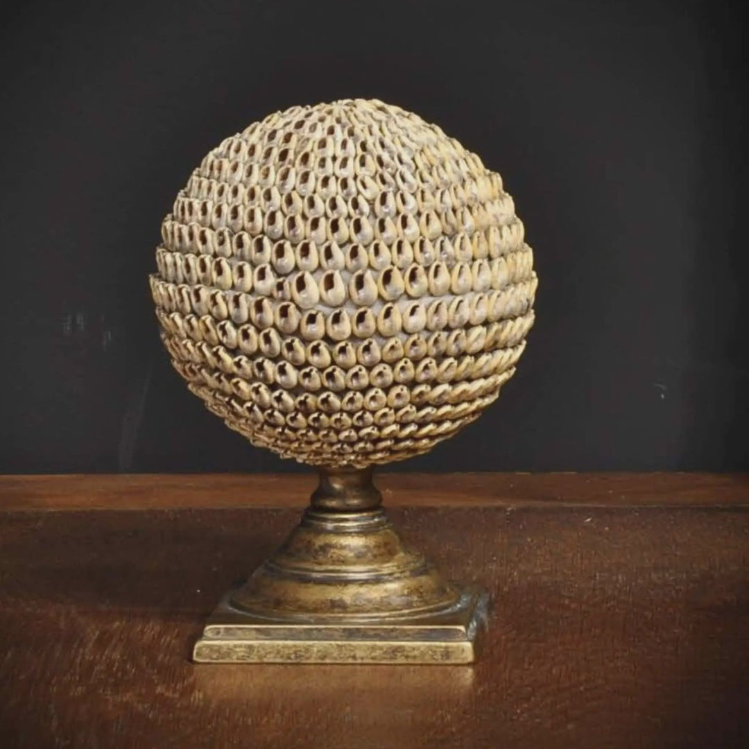 Nassarius shell bowl on brass stand - Sutherland Interiors