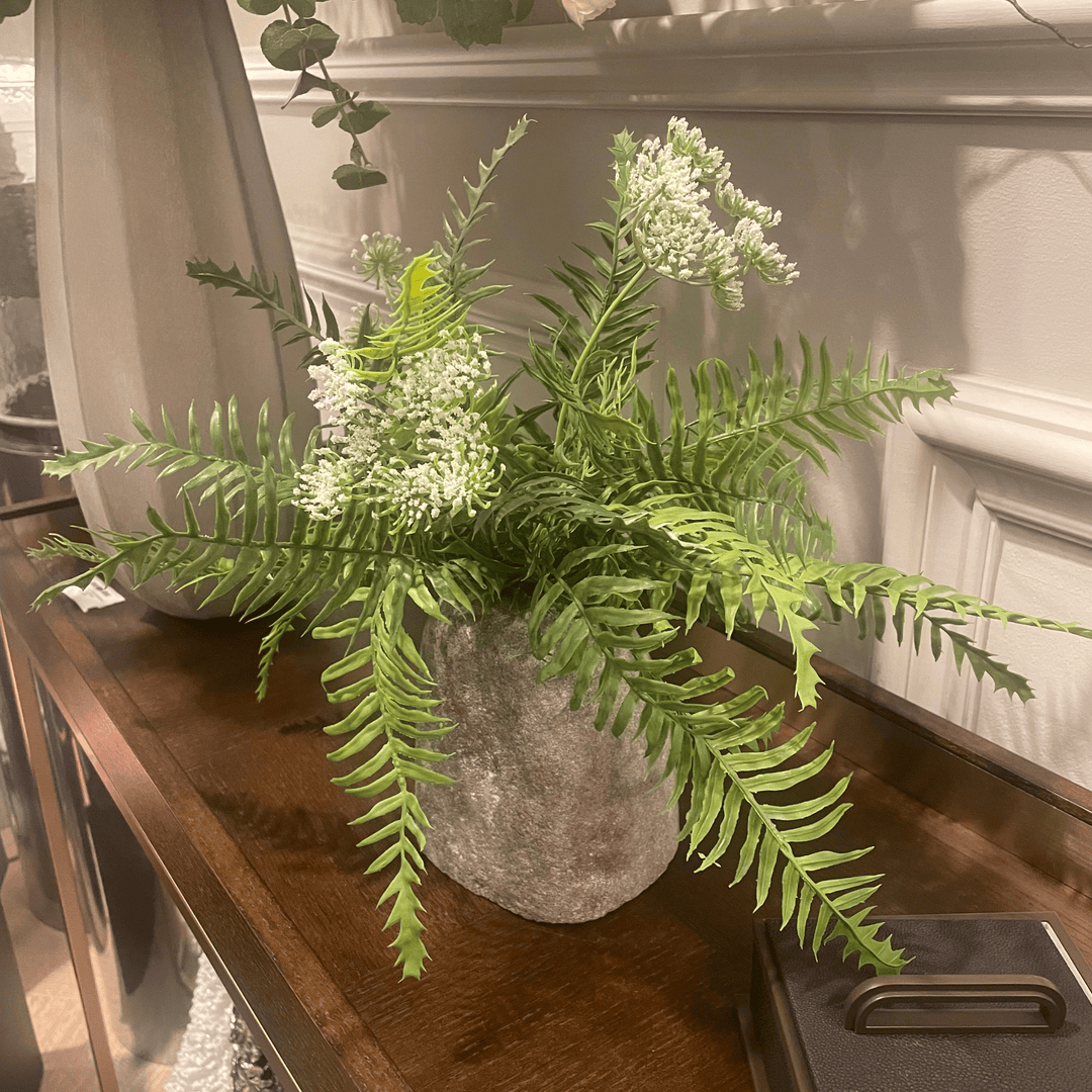 Queen Anne’s Lace in a Stone Vase - Sutherland Interiors