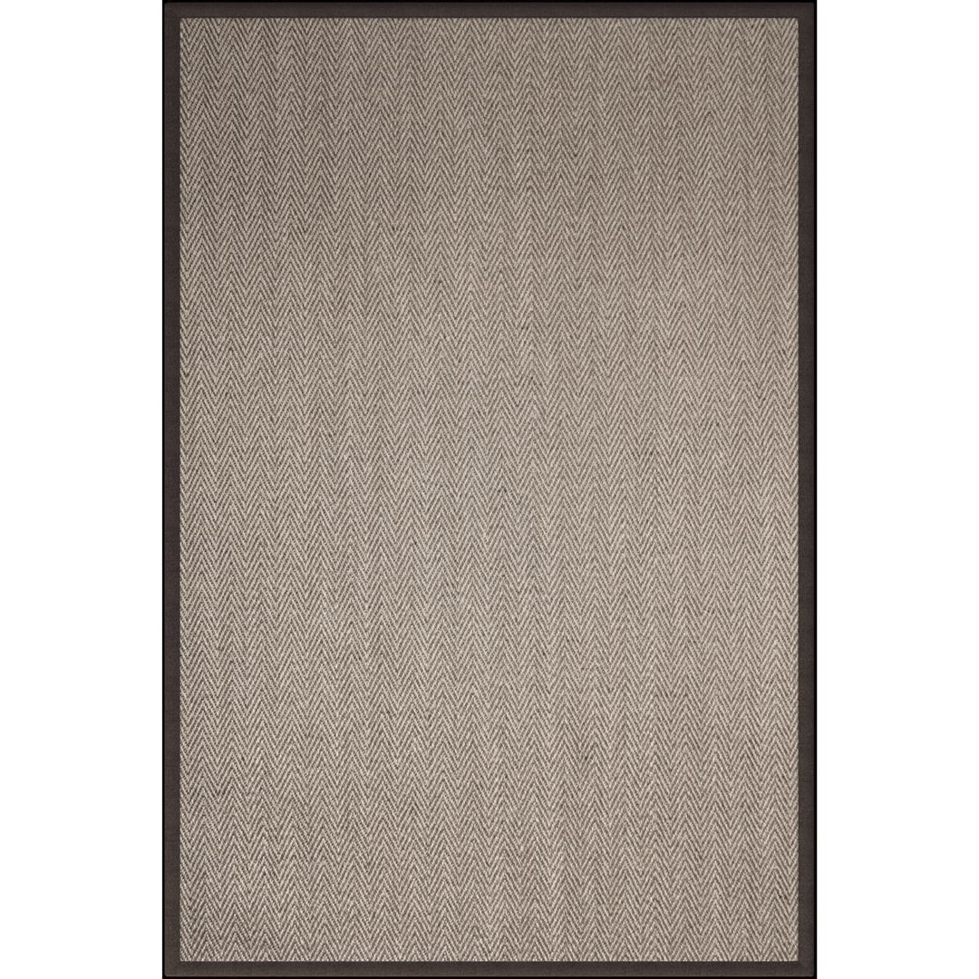 Rhino Grey Sisal Jute Rug with Brown Border - Sutherland Interiors