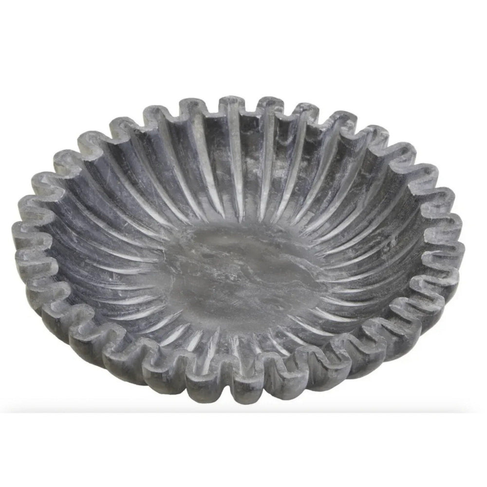 Sculptural Grey Fluted Marble Bowl - Sutherland Interiors