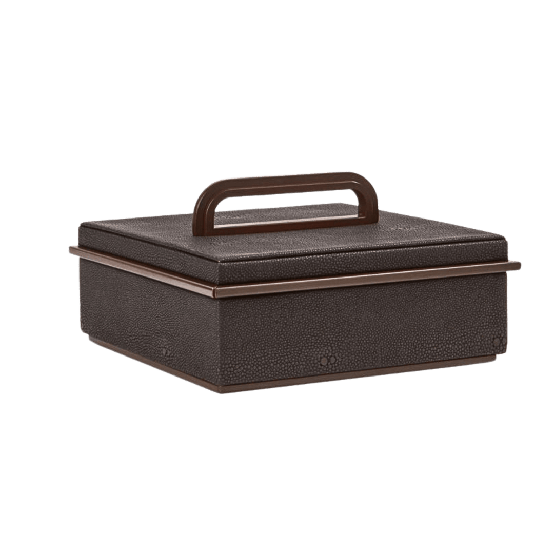 Small Anthracite Faux Shagreen Box - Sutherland Interiors