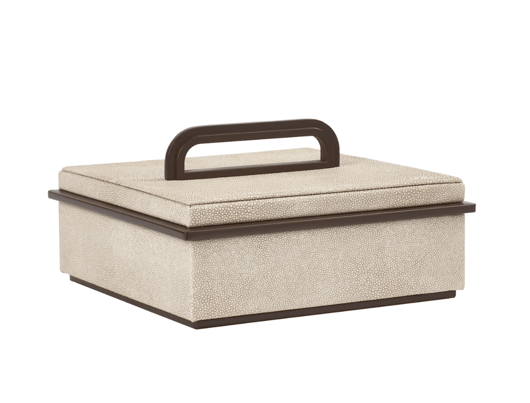 Small Ecru Faux Shagreen Box - Sutherland Interiors