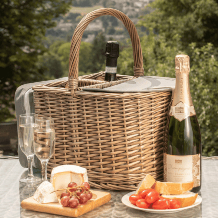 Vintage 2 Bottle Picnic Basket with Chilled Compartment - Sutherland Interiors
