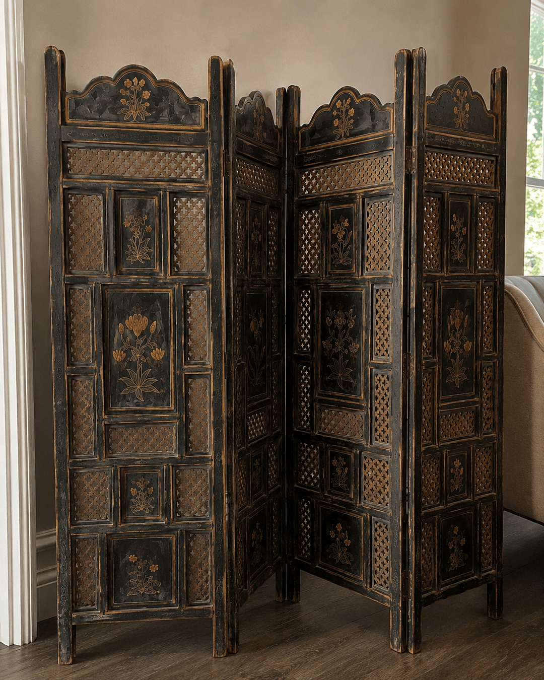 Vintage Indian Fretted Screen - Sutherland Interiors