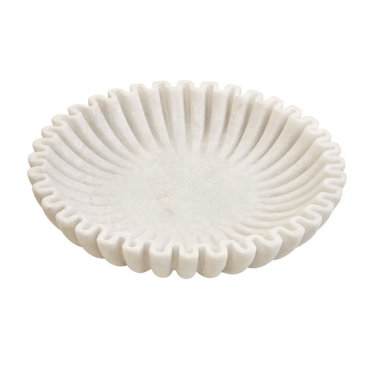White Fluted Marble Bowl - Sutherland Interiors