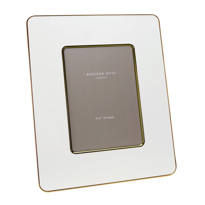 White & Gold Enamel Studio Photo Frame