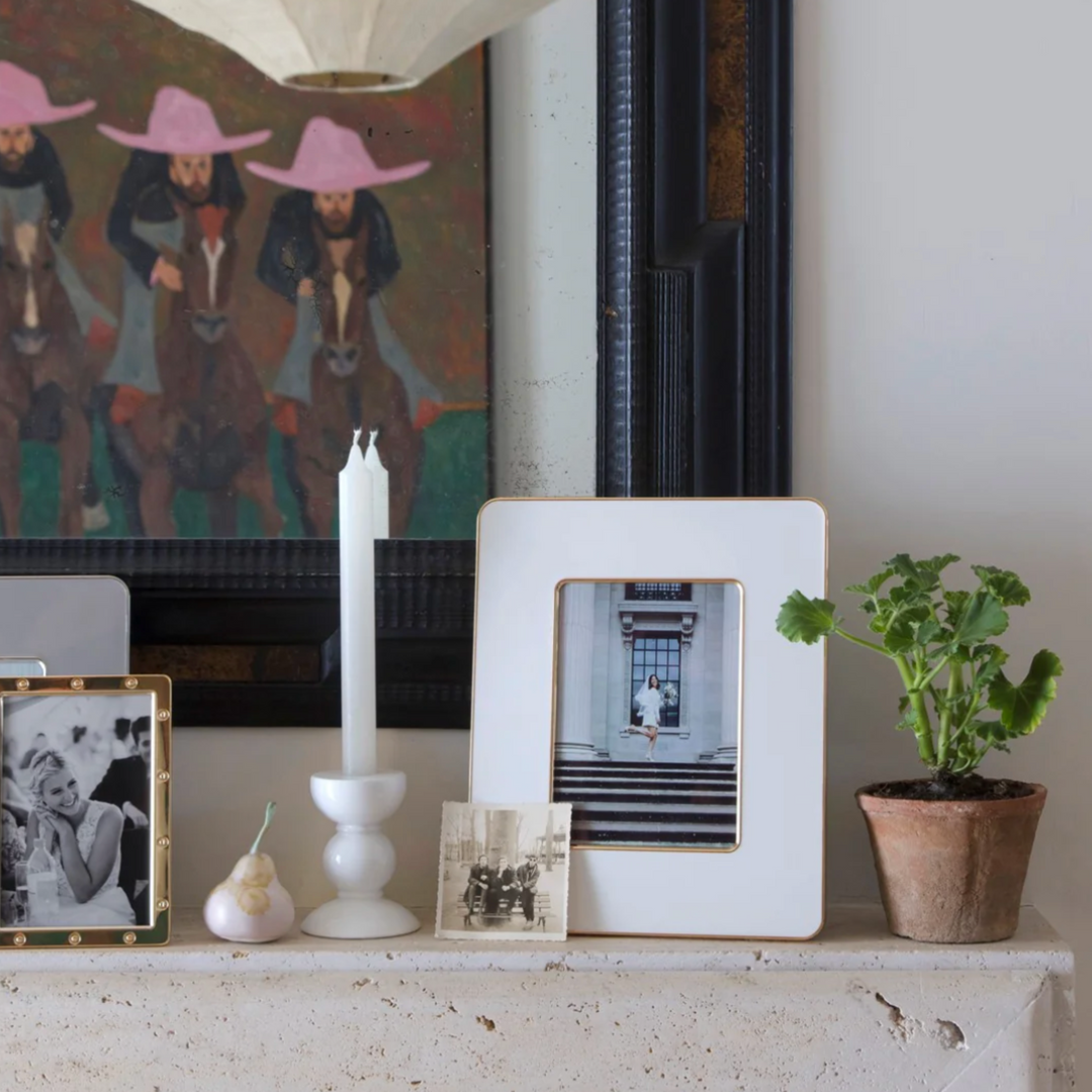 White & Gold Enamel Studio Photo Frame