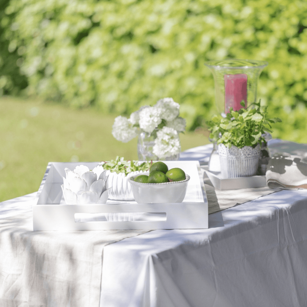 White Lacquered Ottoman Tray L - Sutherland Interiors