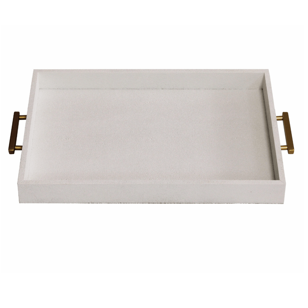 White Shagreen Tray - Sutherland Interiors