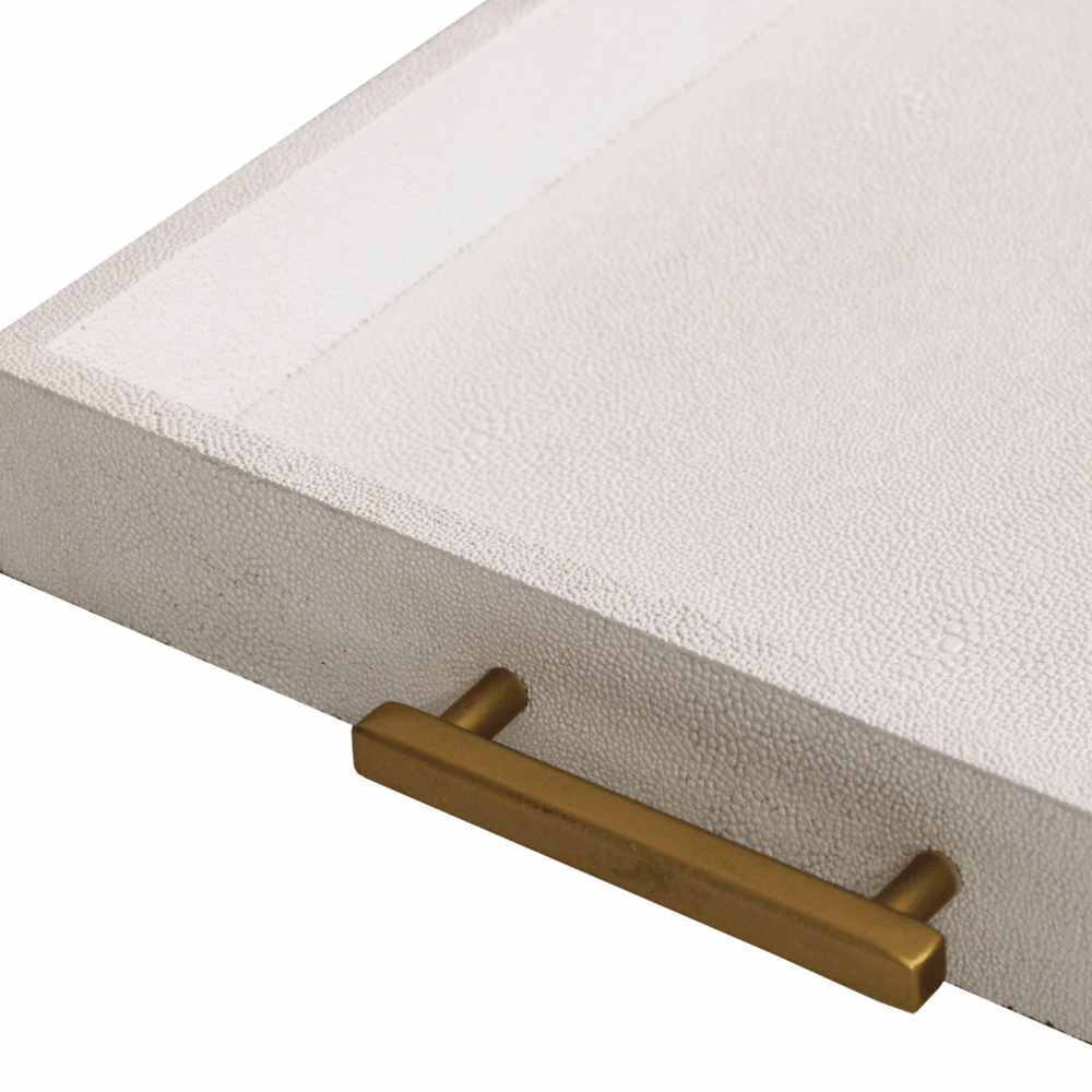 White Shagreen Tray - Sutherland Interiors