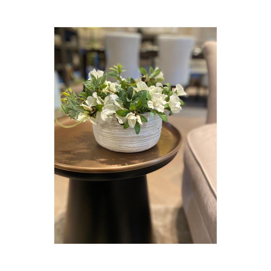 White Striated Concrete Planter - Sutherland Interiors