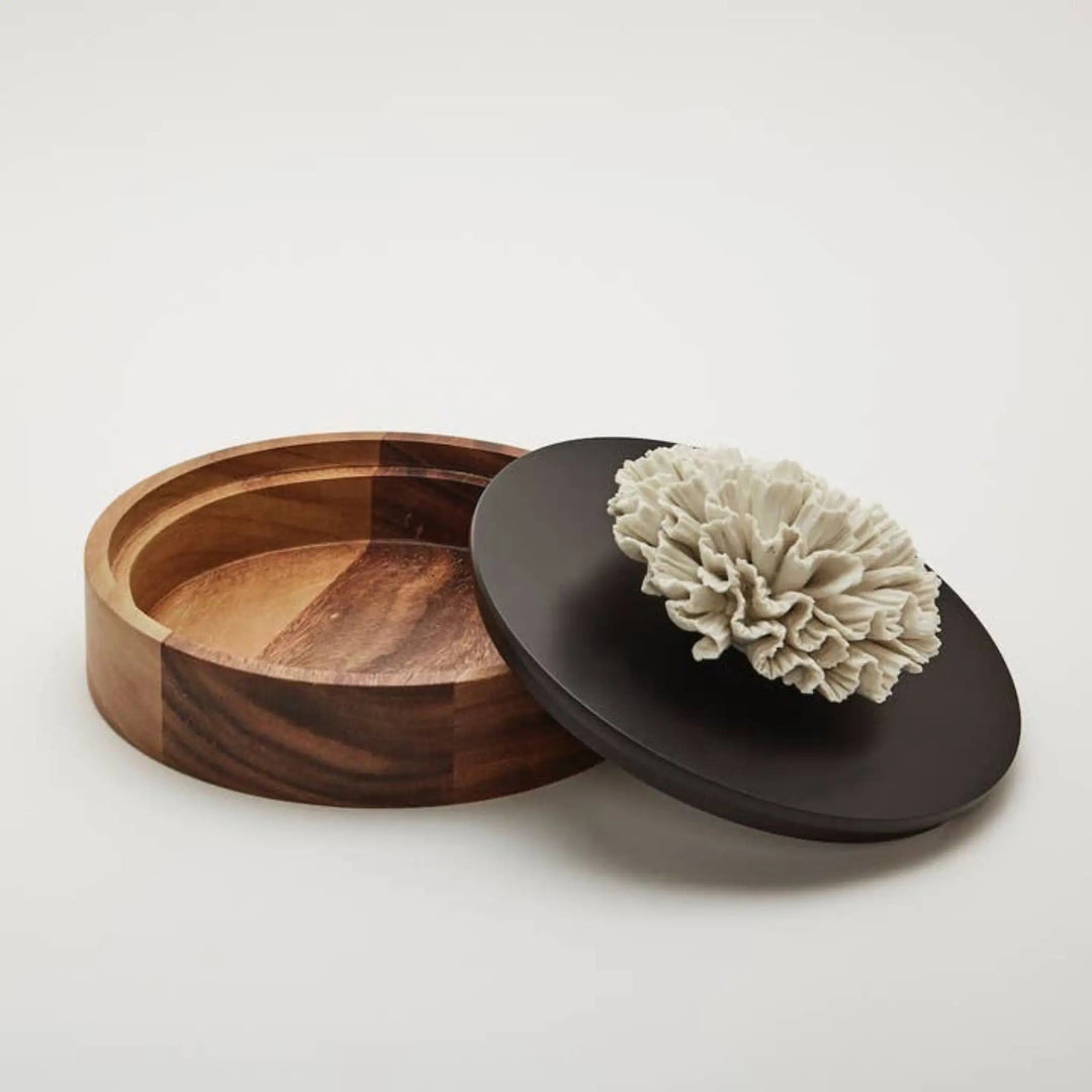 Wood and Porcelain Box - 20 cm - Chan Xl - Sutherland Interiors