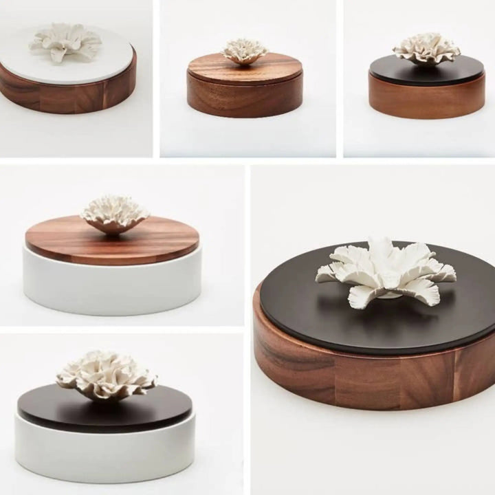 Wooden Box and Porcelain Flower 20 cm - Palmi Xl - Sutherland Interiors