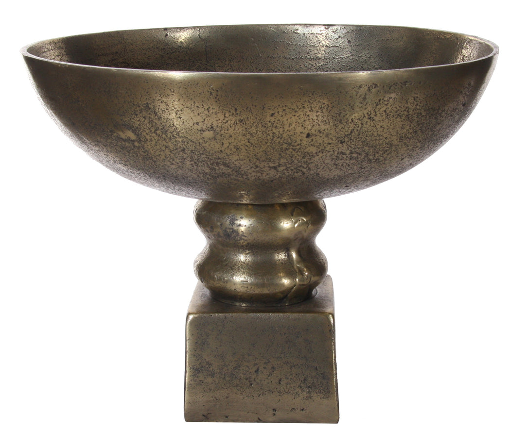 Metal bowl on foot antique gold d30cm