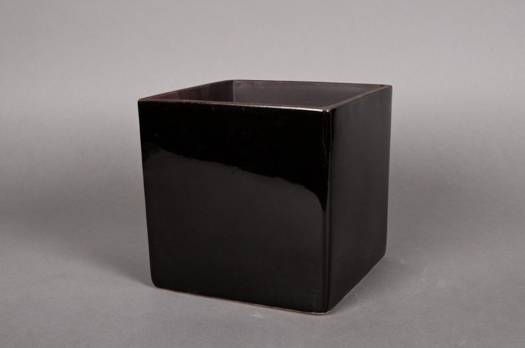 Black Cube Ceramic Planter
