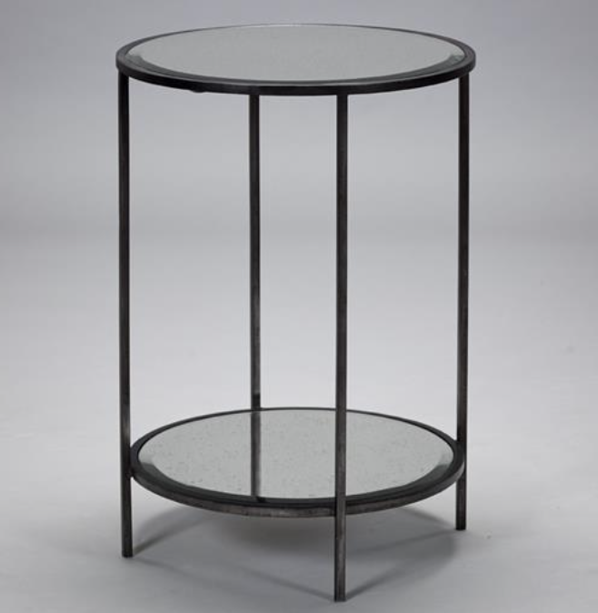 Brockwell Side Table Aged Silver/Rattan