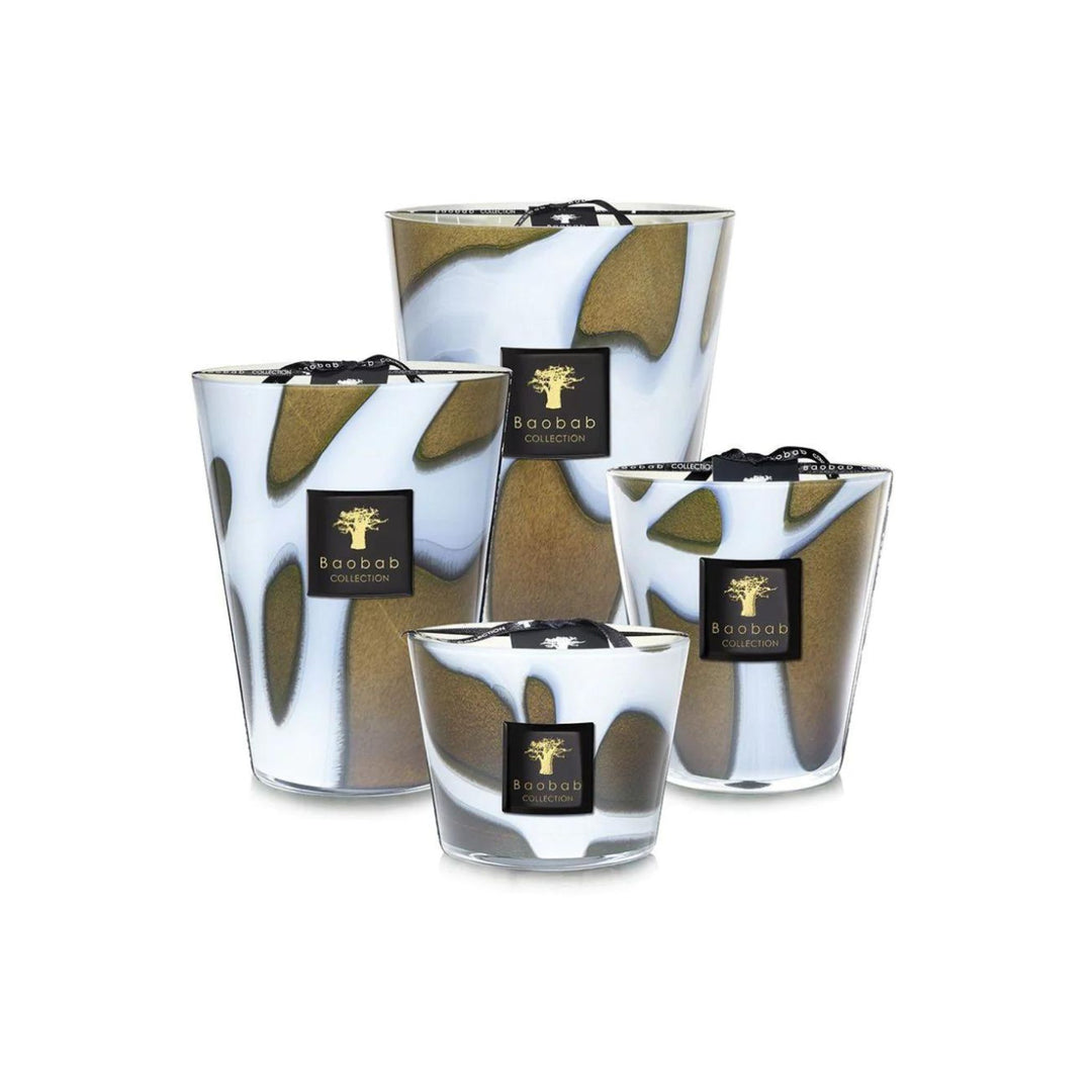 4 baobab scented candles in varying sizes