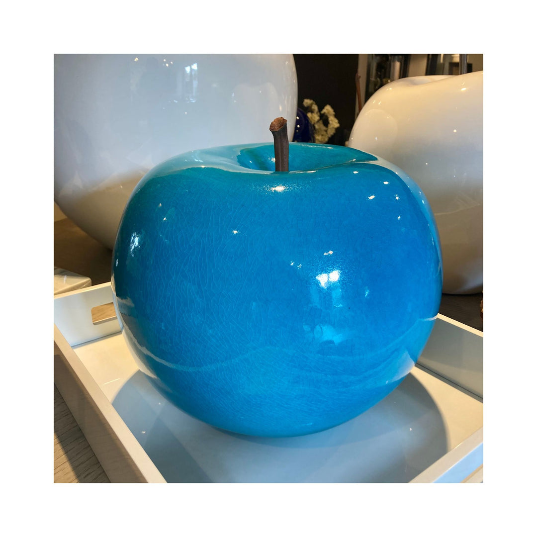 Ceramic Apple - Portuguese Faience Turquoise Blue
