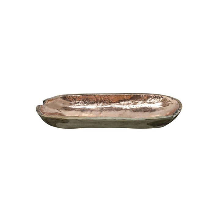 WOODEN BOWL COPPER LONG