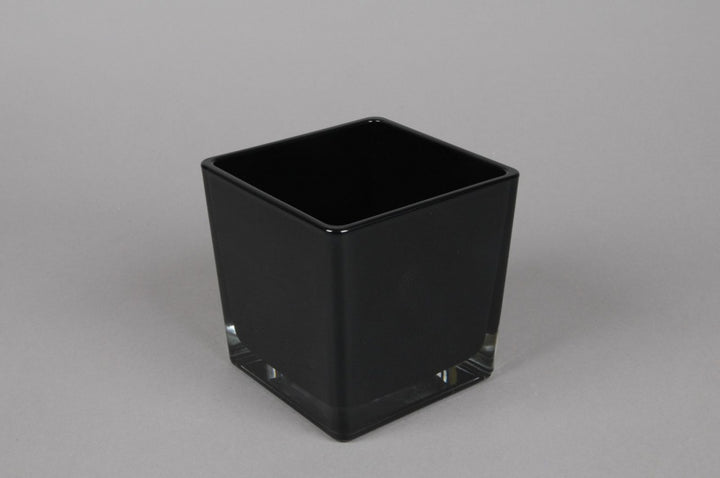 Glass Cube Vase - Black