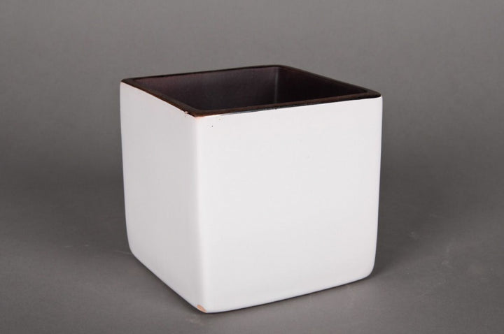 White Cube Ceramic Planter