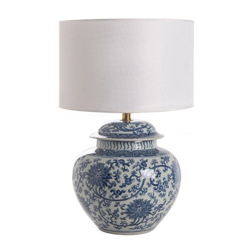 Blue and White Round Base Lamp