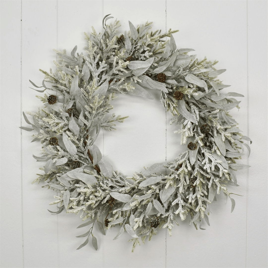 Frosted Mini Pine Cones Wreath - Sutherland Interiors