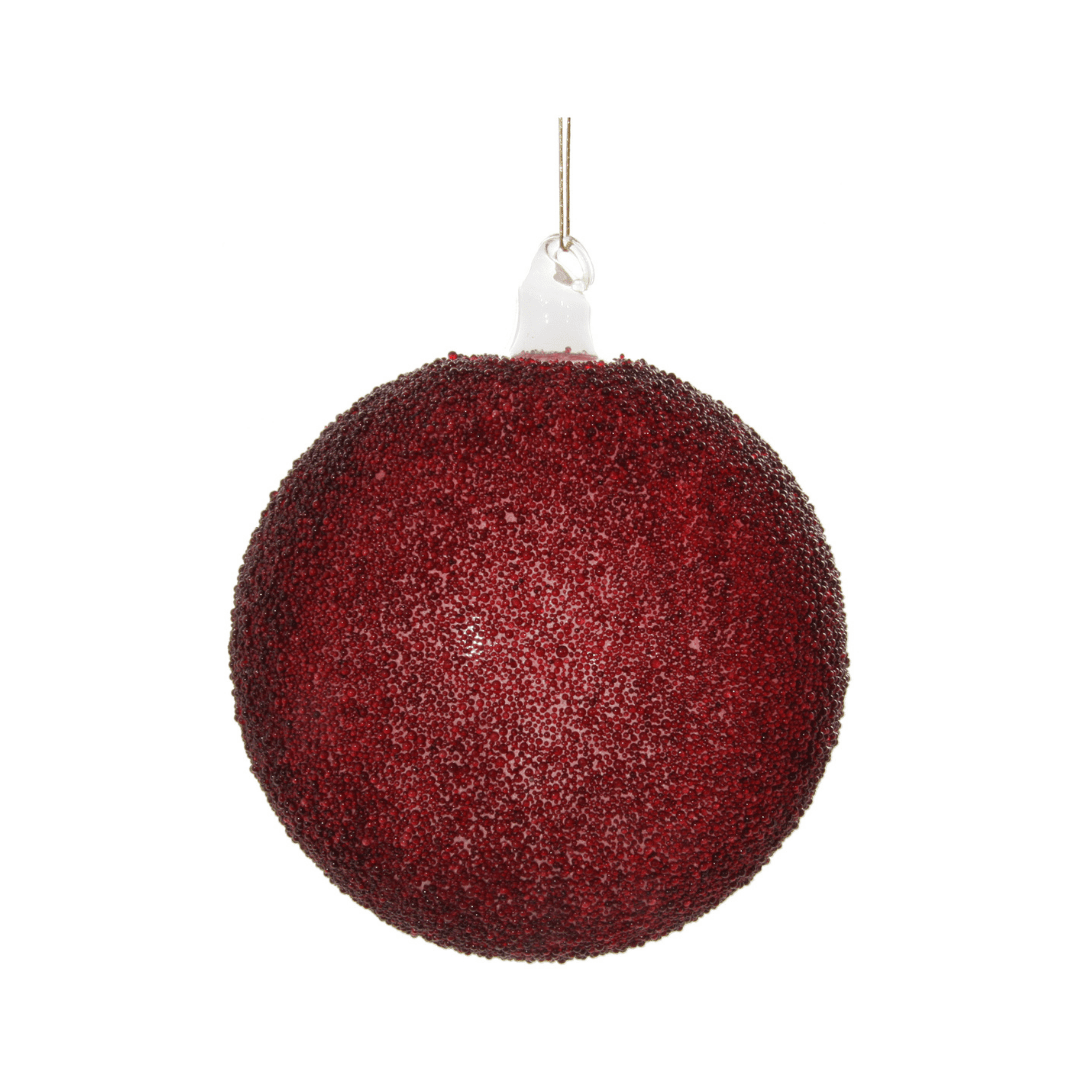 Glass ball clear burgundy beaded 10cm - Sutherland Interiors