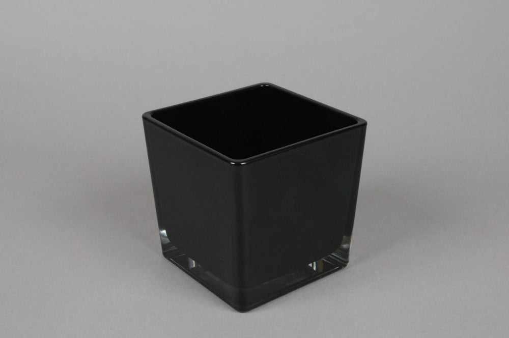 Glass Cube Vase - Black - Sutherland Interiors