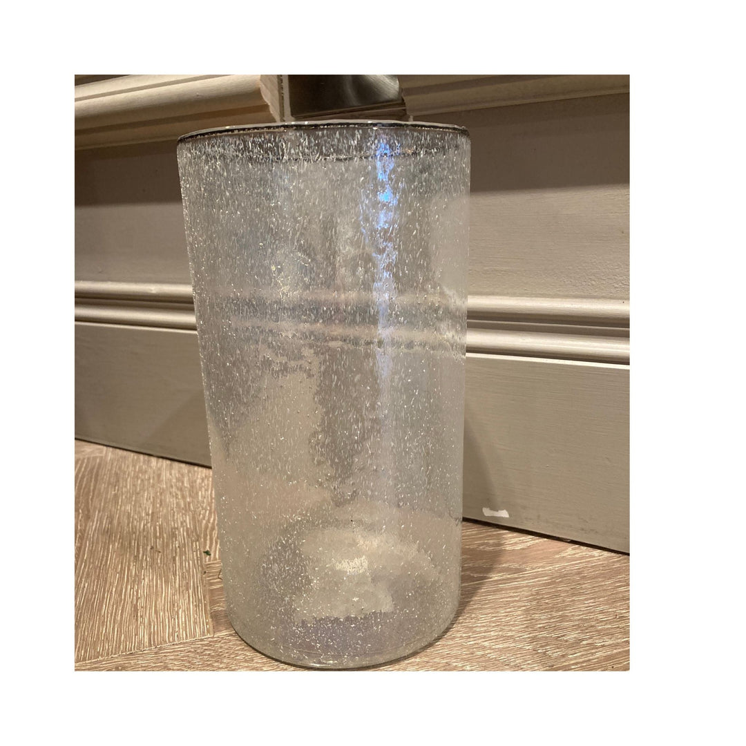 Glass Cylinder Crinkled White Large - Sutherland Interiors