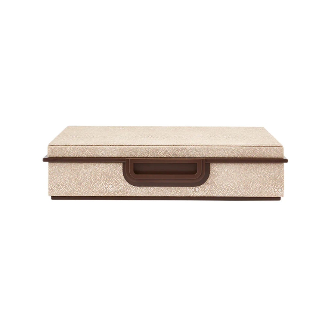 Large Ecru Faux Shagreen Box - Sutherland Interiors