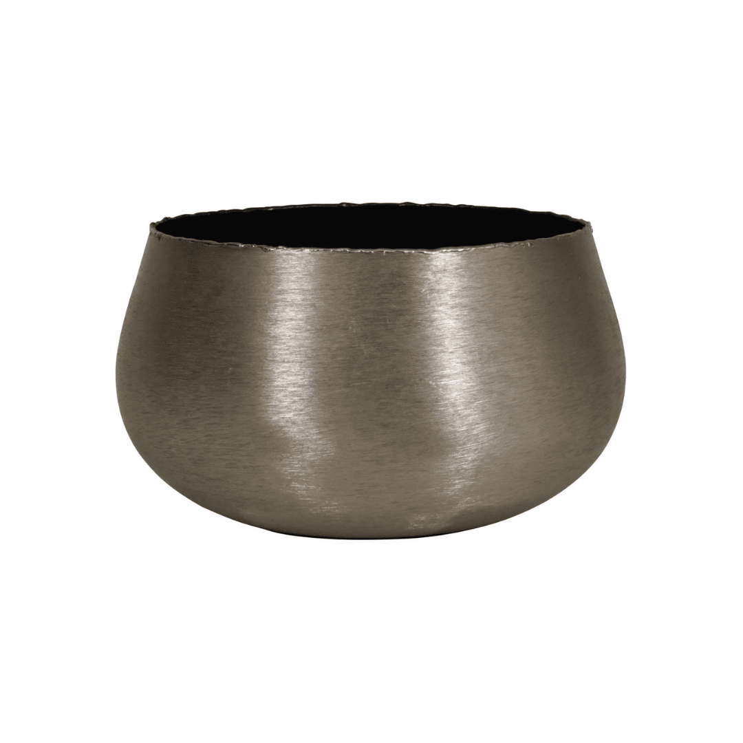 Molten Brushed Gold Metal Round Planter