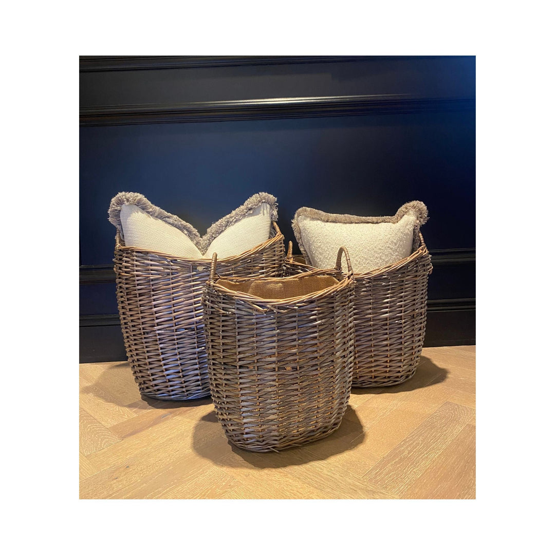 Scoop Neck Antique Basket - L - Sutherland Interiors