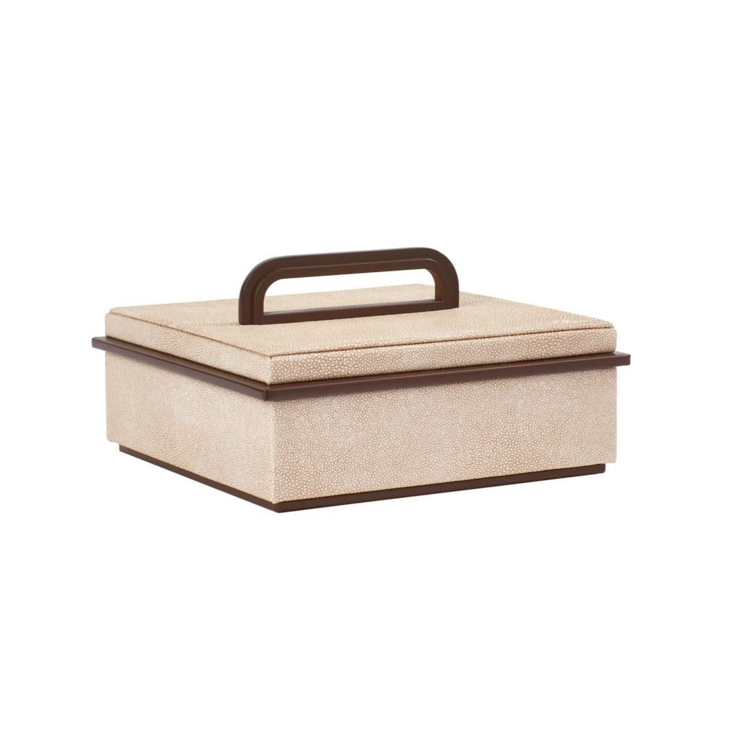 Small Ecru Faux Shagreen Box - Sutherland Interiors