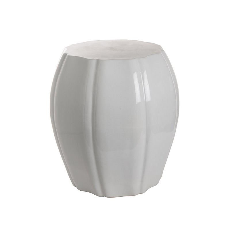 Stool in Porcelain -  White Lined