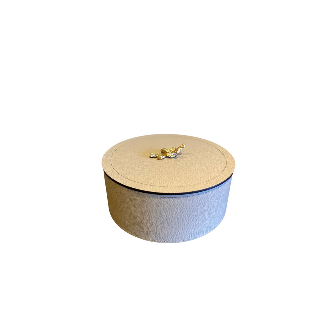 Thalia Round Box with Knot - Tan - Sutherland Interiors