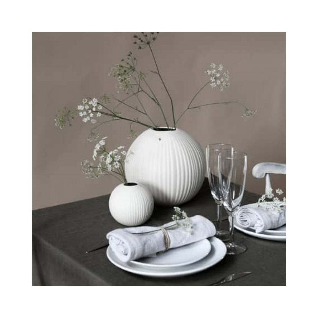 Vena White Ceramic Vase