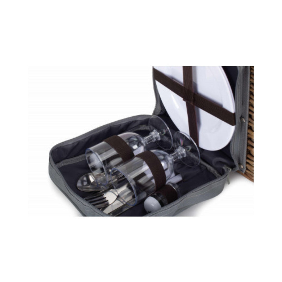 Vintage 2 Bottle Picnic Basket with Chilled Compartment - Sutherland Interiors