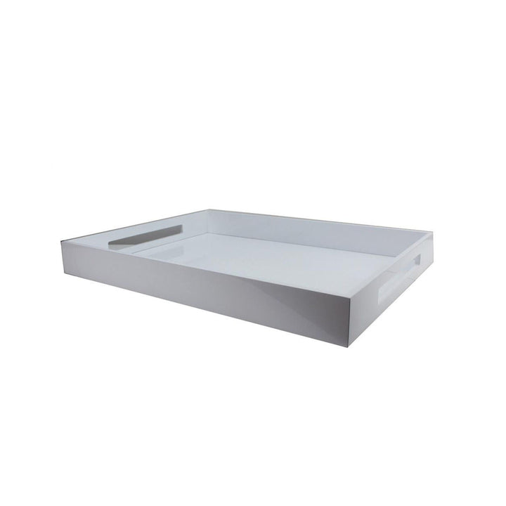 White Lacquered Ottoman Tray L - Sutherland Interiors