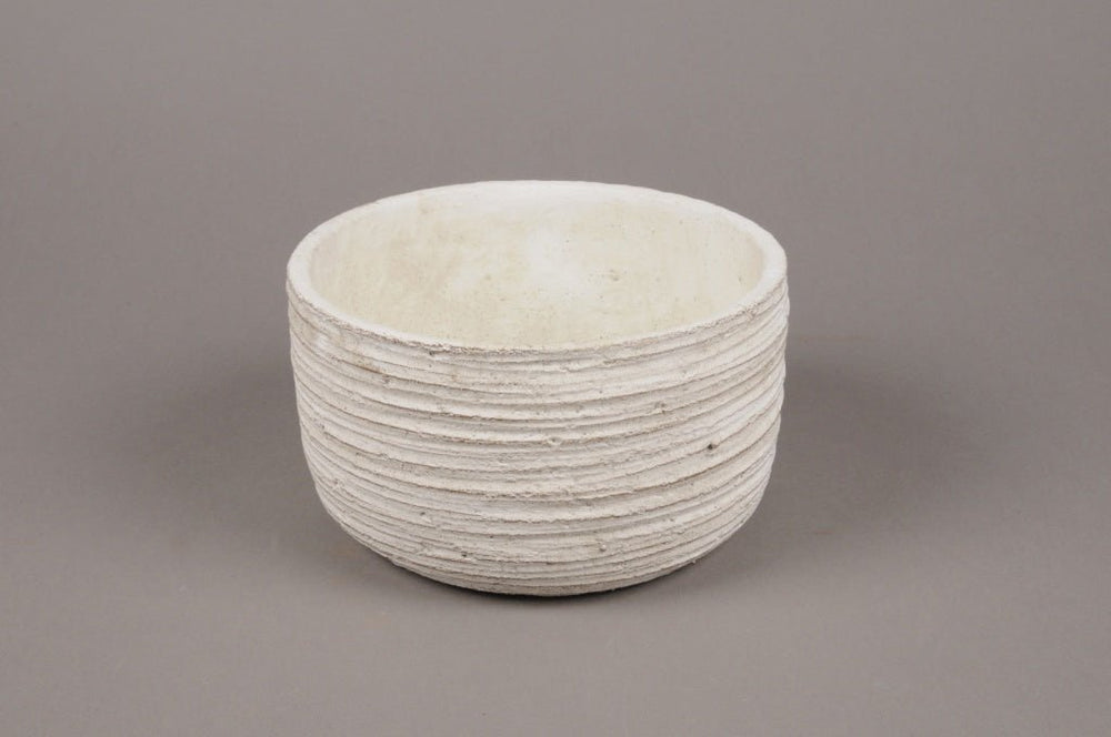 White Striated Concrete Planter - Sutherland Interiors